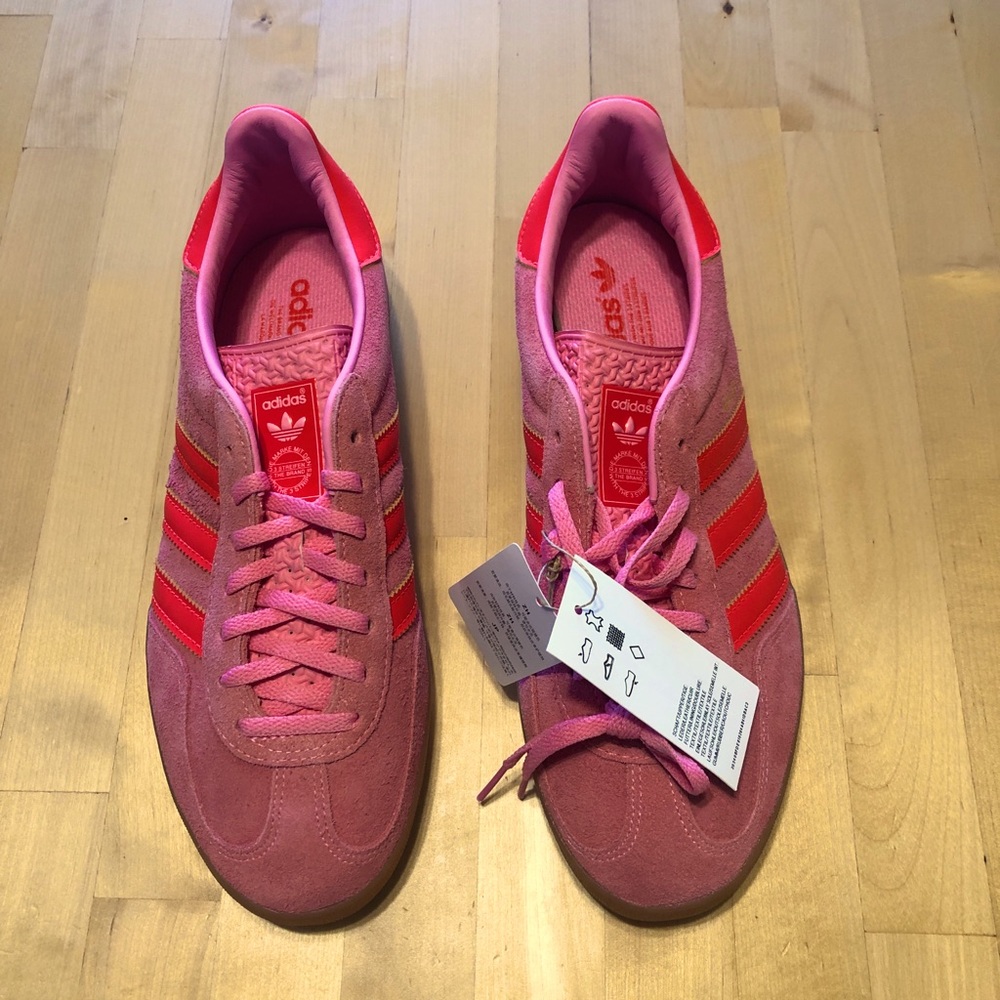 adidas gazelle indoor shoes in pink beam and solar red